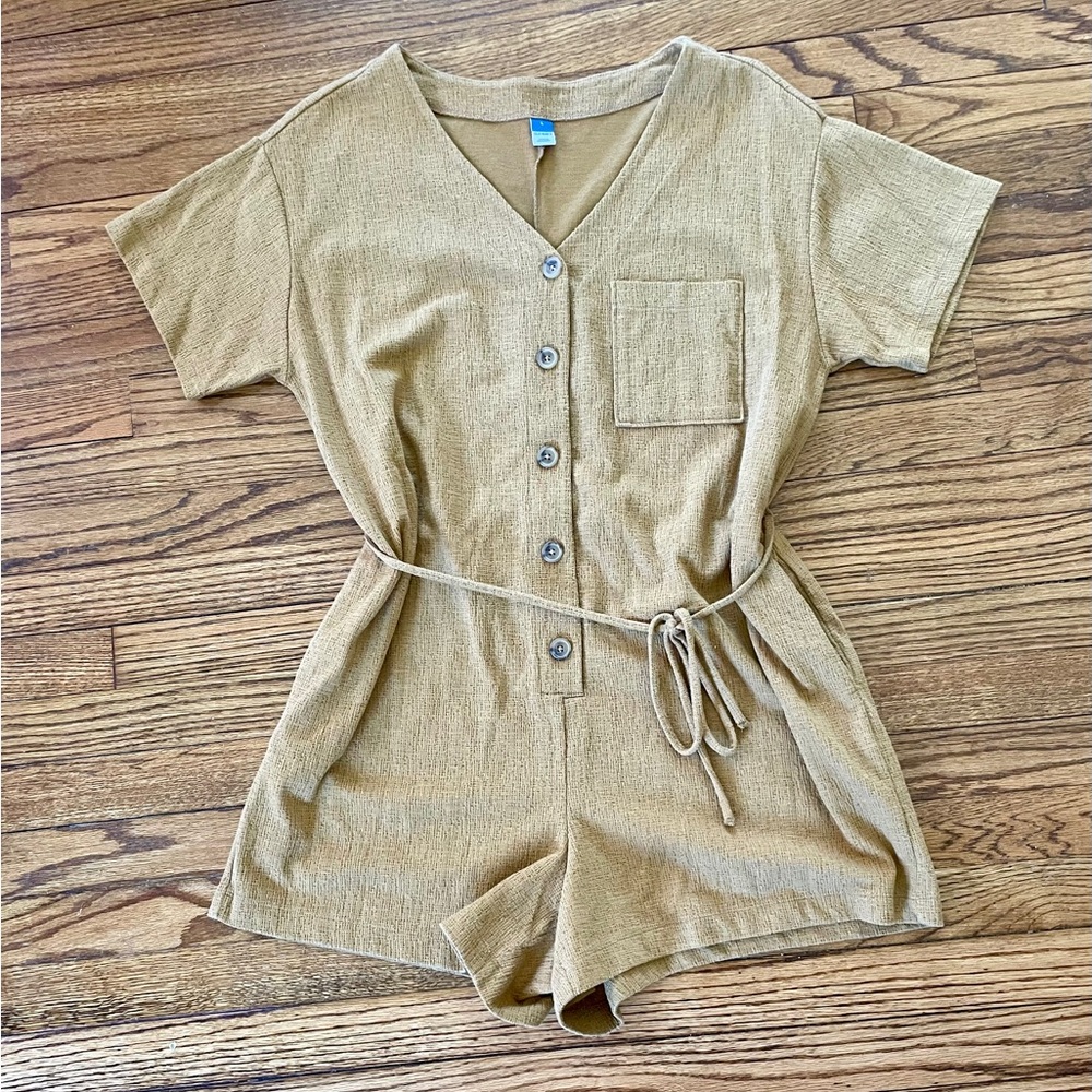 Old Navy Brown Button-Up Romper Size Large